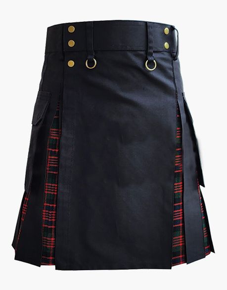 Stylish Black and Macdonald Tartan Hybrid Kilt