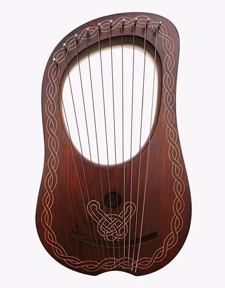 10 String Rosewood Lyre Harp with Natural Chain Design
