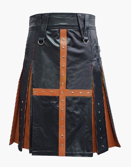 Modern Black and Brown Leather Kilt